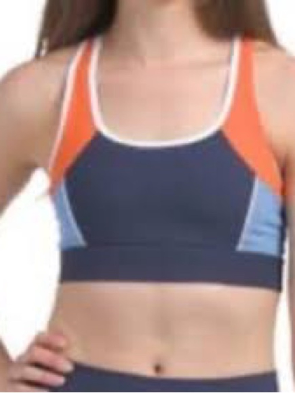 Wilo Sports Bra Large Racerback Navy, Orange, Blue